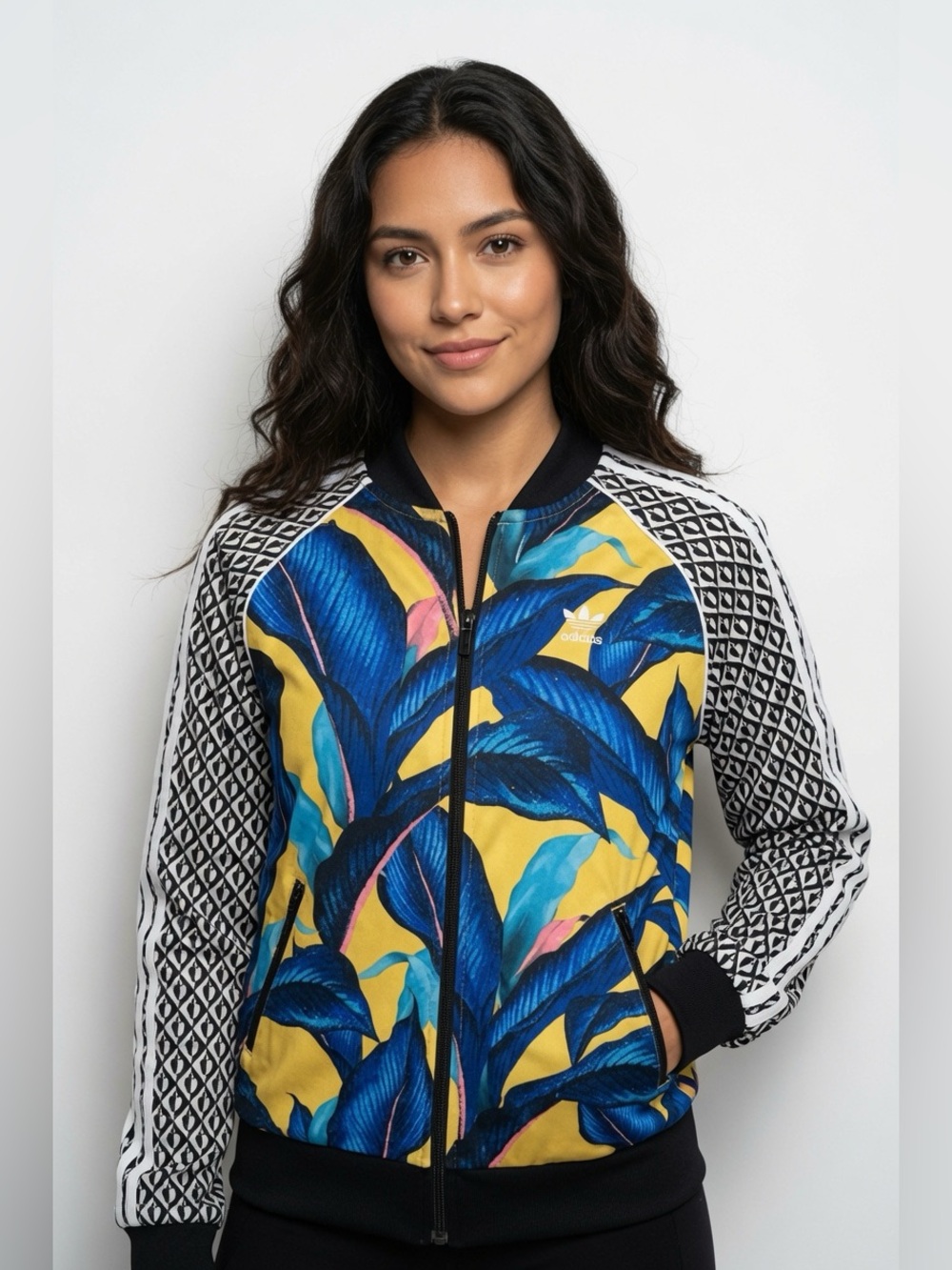 Adidas x FARM Rio Leaf Brazil Blue & Yellow Track Jacket Women’s Size Small